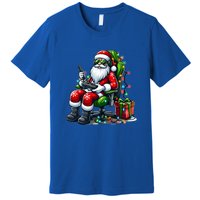 Christmas Lights Gamer Santa Video Gaming Controller Funny Gift Premium T-Shirt