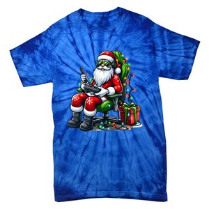 Christmas Lights Gamer Santa Video Gaming Controller Funny Gift Tie-Dye T-Shirt