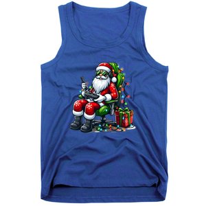 Christmas Lights Gamer Santa Video Gaming Controller Funny Gift Tank Top