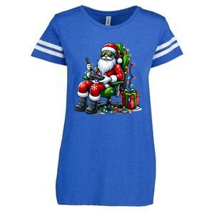 Christmas Lights Gamer Santa Video Gaming Controller Funny Gift Enza Ladies Jersey Football T-Shirt