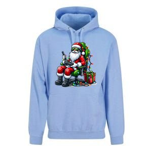 Christmas Lights Gamer Santa Video Gaming Controller Funny Gift Unisex Surf Hoodie