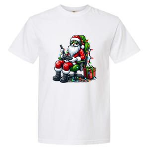 Christmas Lights Gamer Santa Video Gaming Controller Funny Gift Garment-Dyed Heavyweight T-Shirt