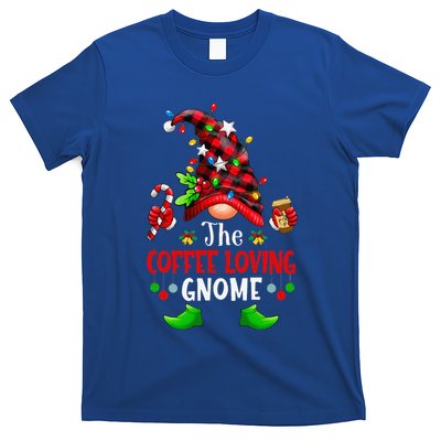 Coffee Loving Gnome Christmas Buffalo Plaid Family Matching T-Shirt