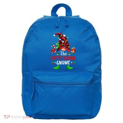 Coffee Loving Gnome Christmas Buffalo Plaid Family Matching 16 in Basic Backpack