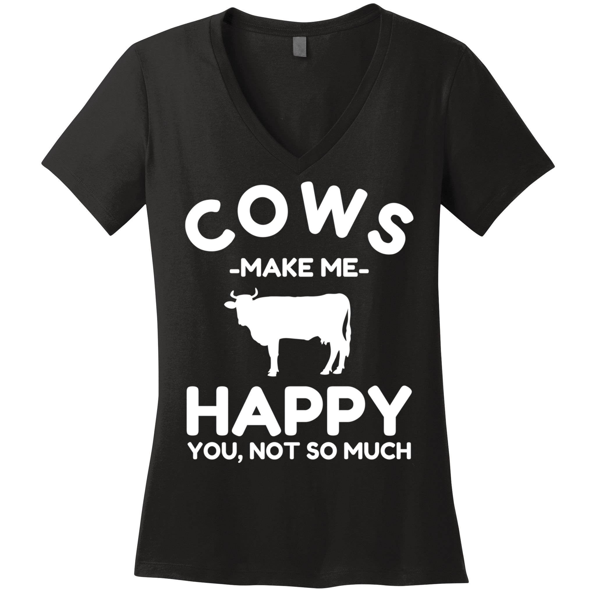 Cow Lover Gift Funny Cow Humor Gift Make Me Happy Women's V-Neck T-Shirt