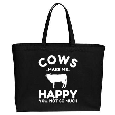 Cow Lover Gift Funny Cow Humor Gift Make Me Happy Cotton Canvas Jumbo Tote