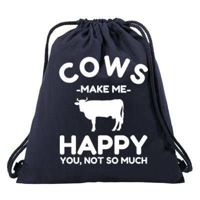 Cow Lover Gift Funny Cow Humor Gift Make Me Happy Drawstring Bag