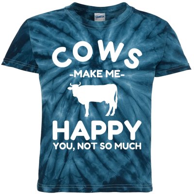 Cow Lover Gift Funny Cow Humor Gift Make Me Happy Kids Tie-Dye T-Shirt