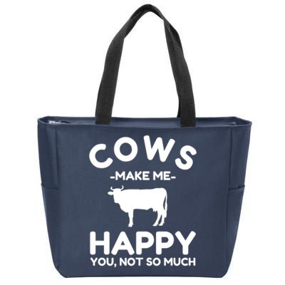 Cow Lover Gift Funny Cow Humor Gift Make Me Happy Zip Tote Bag