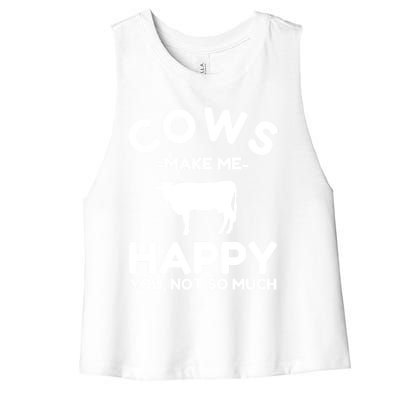 Cow Lover Gift Funny Cow Humor Gift Make Me Happy Women's Racerback Cropped Tank