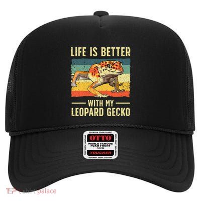 Cool Leopard Gecko Leopard Gecko Lover High Crown Mesh Back Trucker Hat