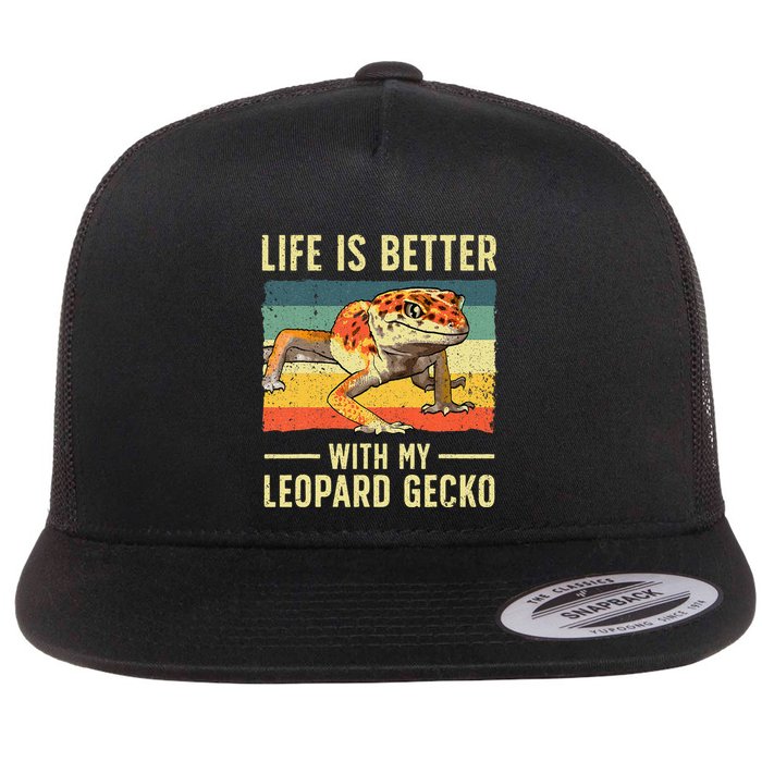 Cool Leopard Gecko Leopard Gecko Lover Flat Bill Trucker Hat