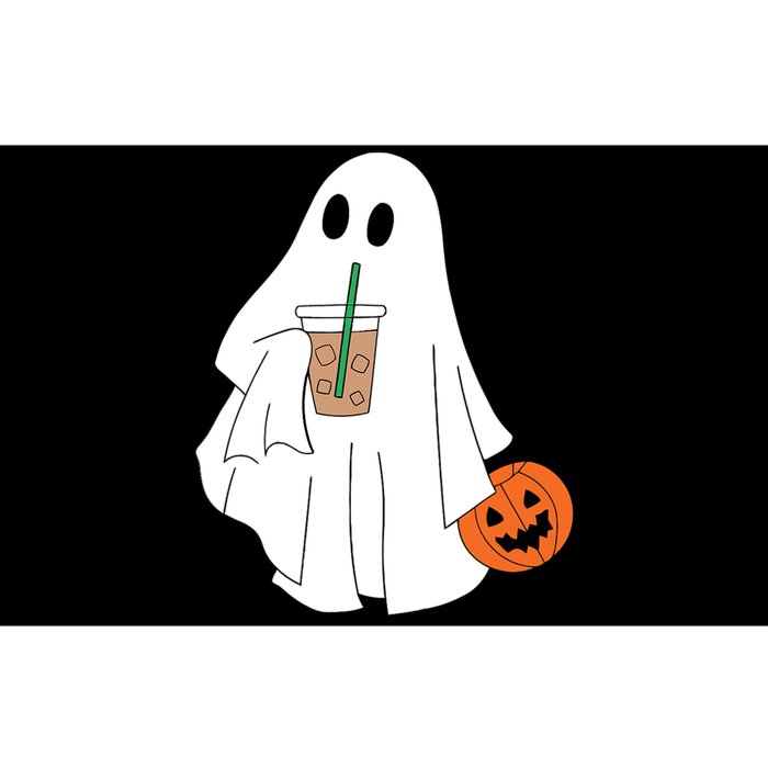 Cute Little Ghost Drinking Coffee Halloween Spooky Season Bumper Sticker