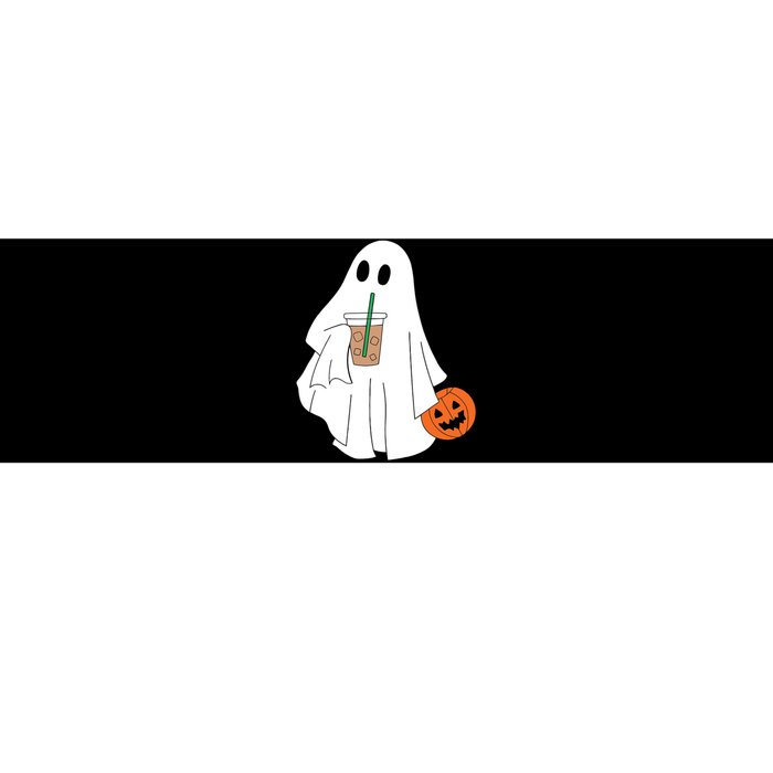 Cute Little Ghost Drinking Coffee Halloween Spooky Season Bumper Sticker