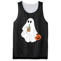 Cute Little Ghost Drinking Coffee Halloween Spooky Season Mesh Reversible Basketball Jersey Tank