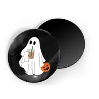 Cute Little Ghost Drinking Coffee Halloween Spooky Season Magnet