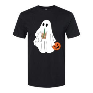 Cute Little Ghost Drinking Coffee Halloween Spooky Season Softstyle CVC T-Shirt