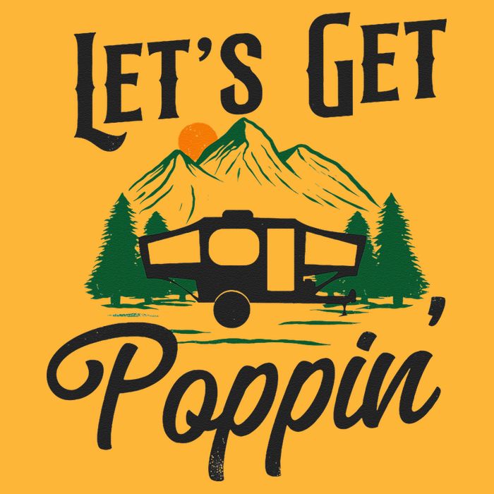 Camping Let'S Get Poppin' Pop Up Camper Pom Pom 12in Knit Beanie