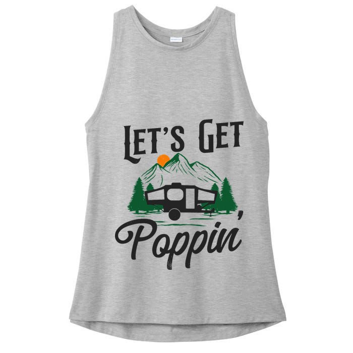 Camping Let'S Get Poppin' Pop Up Camper Ladies PosiCharge Tri-Blend Wicking Tank