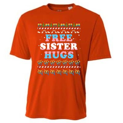 Christmas Lgbt Gift Free Sister Hugs Pride Ugly Xmas Great Gift Cooling Performance Crew T-Shirt