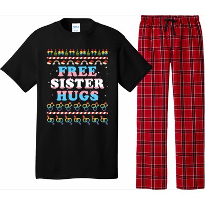 Christmas Lgbt Gift Free Sister Hugs Pride Ugly Xmas Great Gift Pajama Set