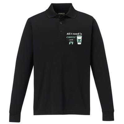 Coffee Lover Geometry Calculus Trigonometry Pi Day Math Performance Long Sleeve Polo