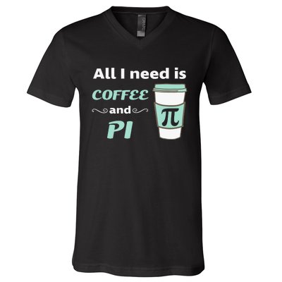 Coffee Lover Geometry Calculus Trigonometry Pi Day Math V-Neck T-Shirt