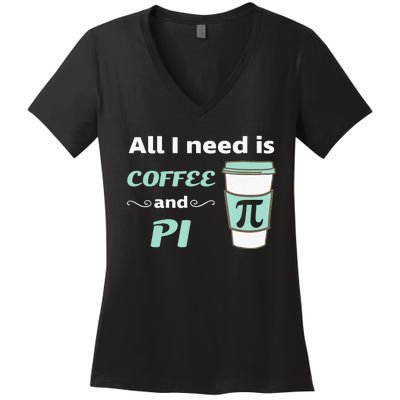 Coffee Lover Geometry Calculus Trigonometry Pi Day Math Women's V-Neck T-Shirt