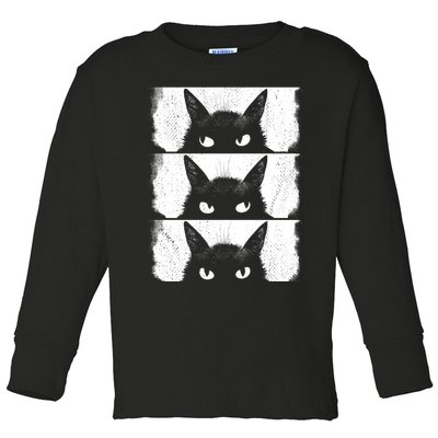 Cat Lover Grumpy Black Kitten Cat Mom Cat Dad Toddler Long Sleeve Shirt