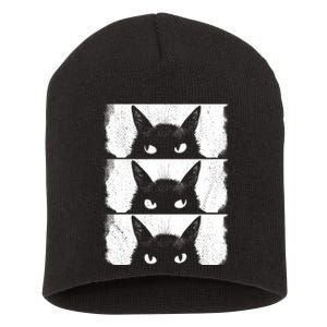 Cat Lover Grumpy Black Kitten Cat Mom Cat Dad Short Acrylic Beanie