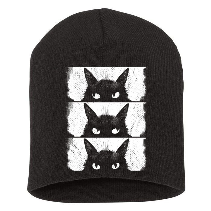 Cat Lover Grumpy Black Kitten Cat Mom Cat Dad Short Acrylic Beanie