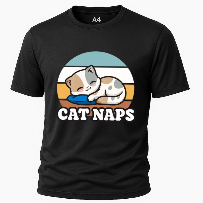 Cat Lovers Gift Nap Lover Sleepy Cute Kawaii Cat Naps Cooling Performance Crew T-Shirt
