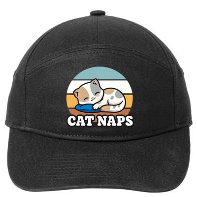 Cat Lovers Gift Nap Lover Sleepy Cute Kawaii Cat Naps 7-Panel Snapback Hat