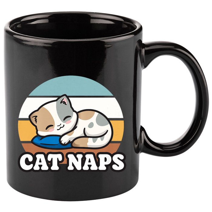 Cat Lovers Gift Nap Lover Sleepy Cute Kawaii Cat Naps 11oz C Handle Ceramic Mug