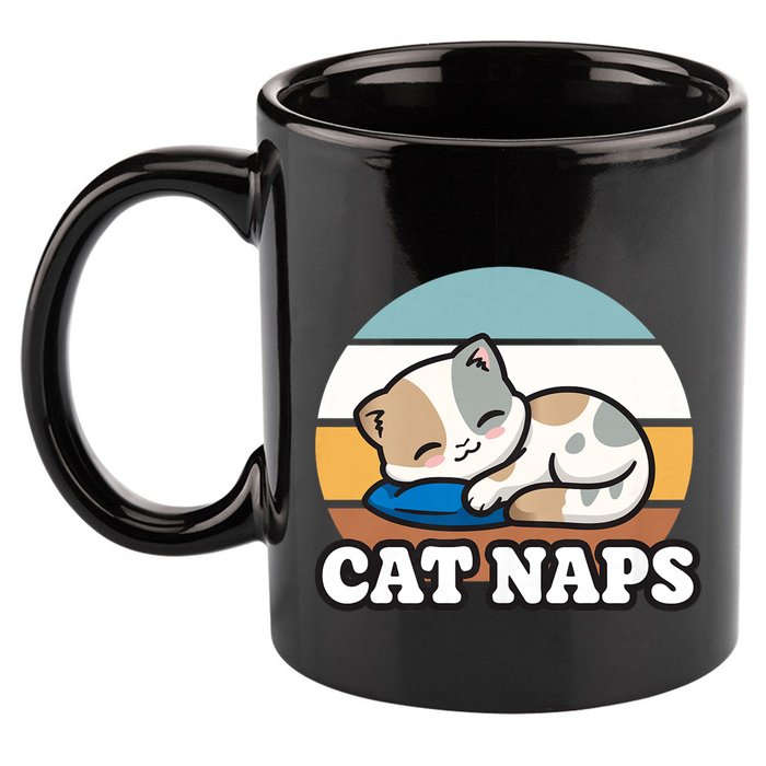 Cat Lovers Gift Nap Lover Sleepy Cute Kawaii Cat Naps 11oz C Handle Ceramic Mug