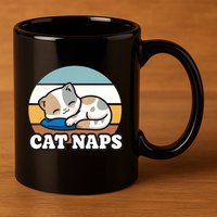 Cat Lovers Gift Nap Lover Sleepy Cute Kawaii Cat Naps 11oz C Handle Ceramic Mug