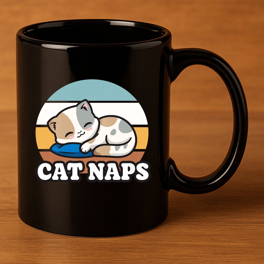 Cat Lovers Gift Nap Lover Sleepy Cute Kawaii Cat Naps 11oz C Handle Ceramic Mug