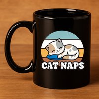 Cat Lovers Gift Nap Lover Sleepy Cute Kawaii Cat Naps 11oz C Handle Ceramic Mug