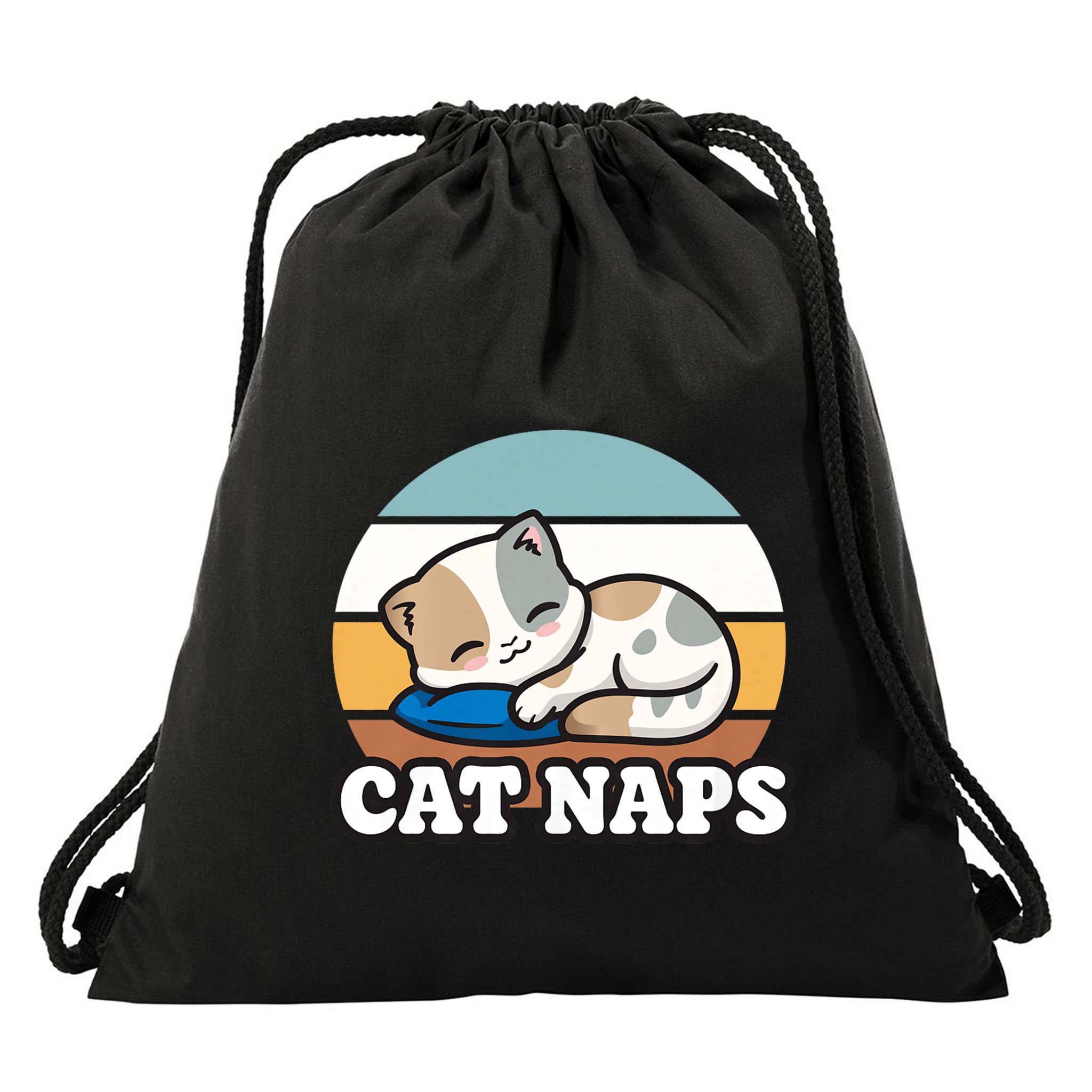 Cat Lovers Gift Nap Lover Sleepy Cute Kawaii Cat Naps Drawstring Bag
