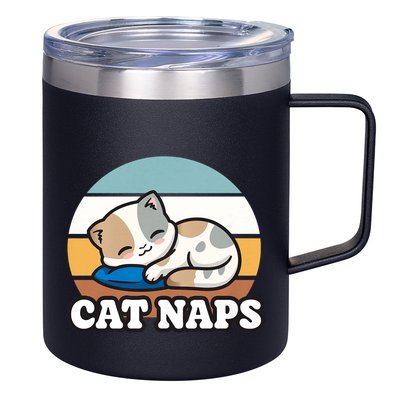Cat Lovers Gift Nap Lover Sleepy Cute Kawaii Cat Naps 12oz Stainless Steel Coffee Mug