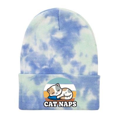 Cat Lovers Gift Nap Lover Sleepy Cute Kawaii Cat Naps Tie Dye 12in Knit Beanie