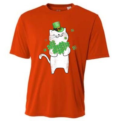 Cat Leprechaun Gift Cat Lover Shamrock Gift St Patrick's Day Gift Cooling Performance Crew T-Shirt