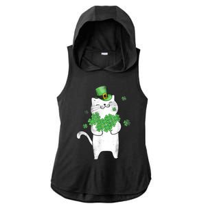 Cat Leprechaun Gift Cat Lover Shamrock Gift St Patrick's Day Gift Ladies PosiCharge Tri-Blend Wicking Draft Hoodie Tank