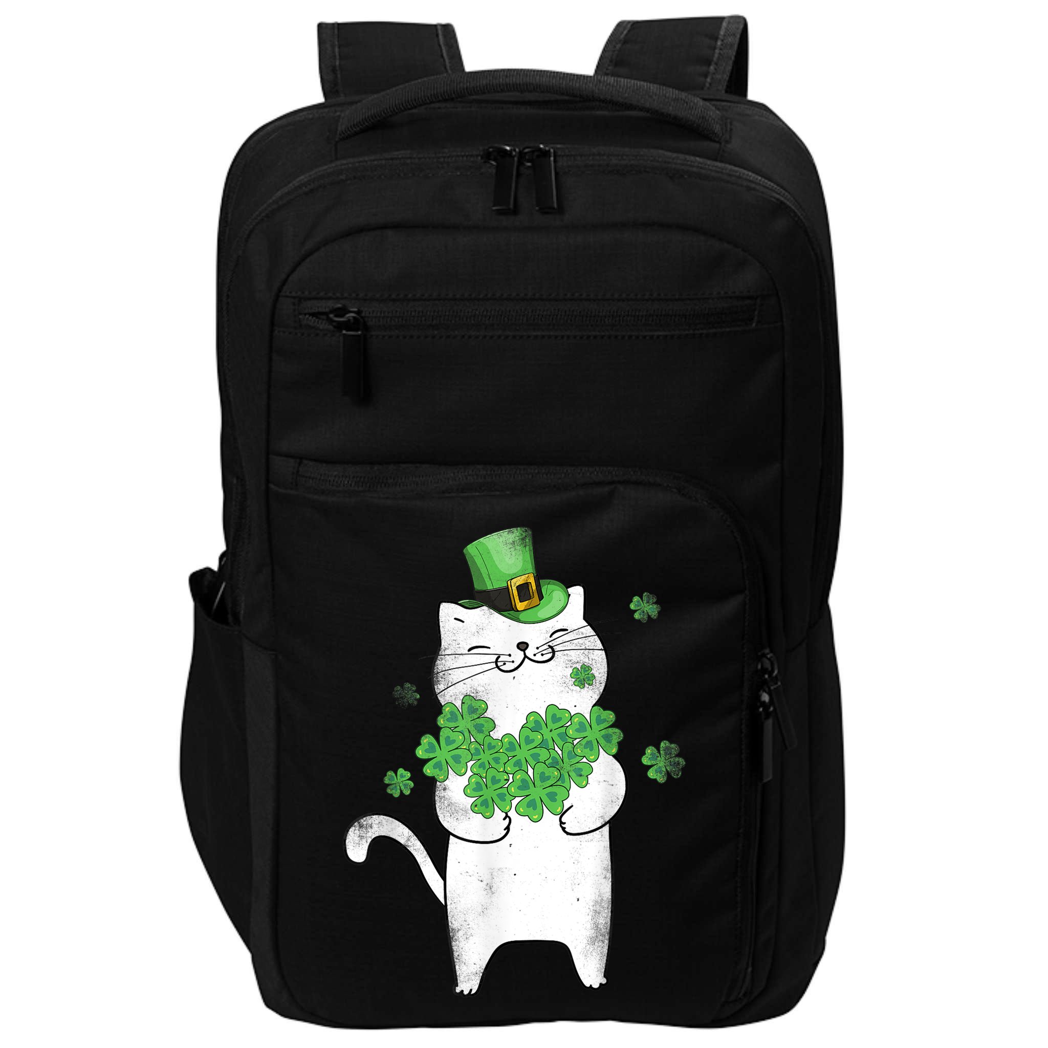 Cat Leprechaun Gift Cat Lover Shamrock Gift St Patrick's Day Gift Impact Tech Backpack