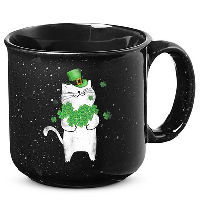 Cat Leprechaun Gift Cat Lover Shamrock Gift St Patrick's Day Gift 15oz Campfire Ceramic Mug