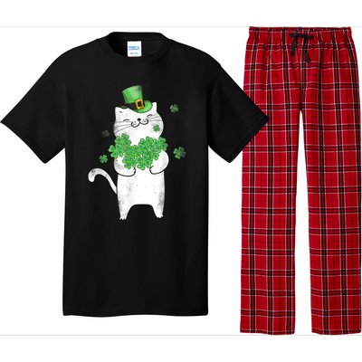 Cat Leprechaun Gift Cat Lover Shamrock Gift St Patrick's Day Gift Pajama Set