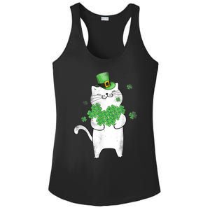 Cat Leprechaun Gift Cat Lover Shamrock Gift St Patrick's Day Gift Ladies PosiCharge Competitor Racerback Tank