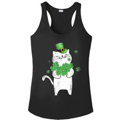 Cat Leprechaun Gift Cat Lover Shamrock Gift St Patrick's Day Gift Ladies PosiCharge Competitor Racerback Tank
