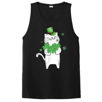 Cat Leprechaun Gift Cat Lover Shamrock Gift St Patrick's Day Gift PosiCharge Competitor Tank