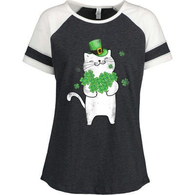 Cat Leprechaun Gift Cat Lover Shamrock Gift St Patrick's Day Gift Enza Ladies Jersey Colorblock Tee